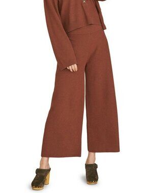 NWT VERONICA BEARD Pants Women sz S Brown Terracotta Knit Cropped Flare NORITA